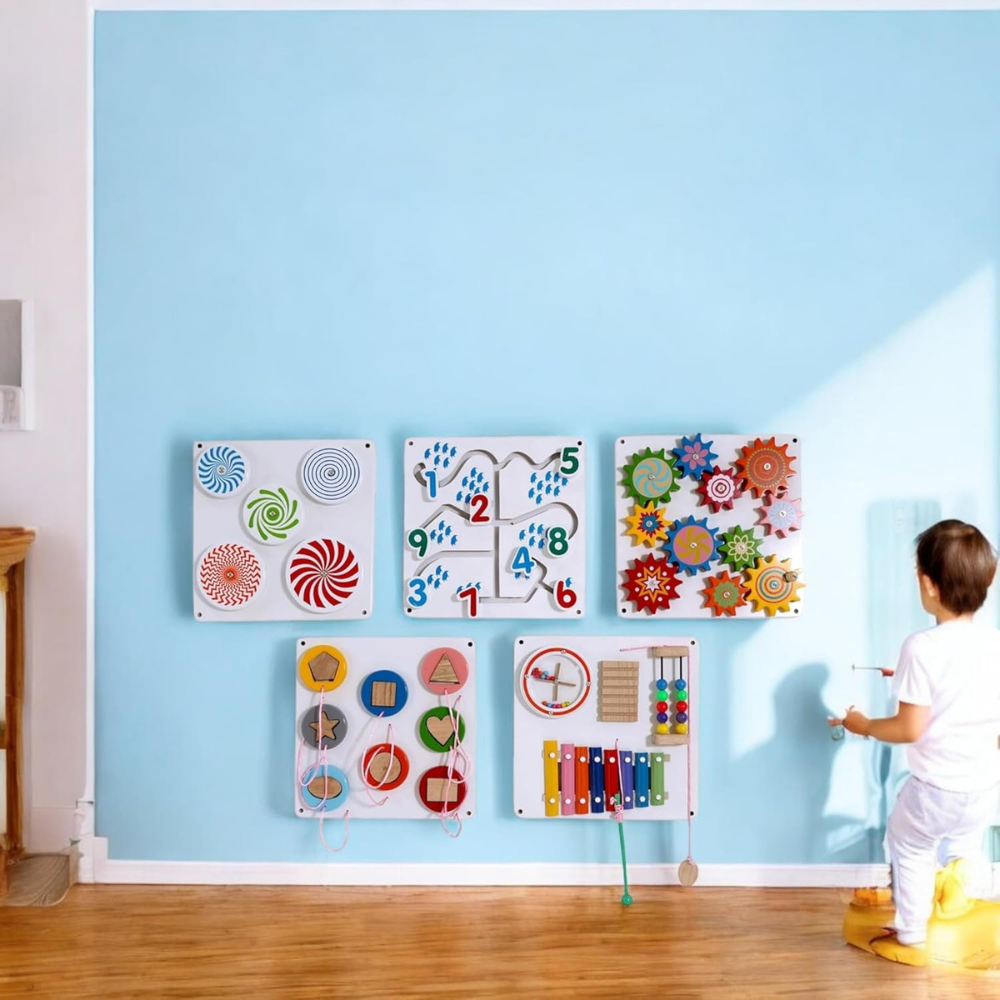 Bluebells Toys Wall Panel Sensory Activity Learning Board Toys (Set of 5)