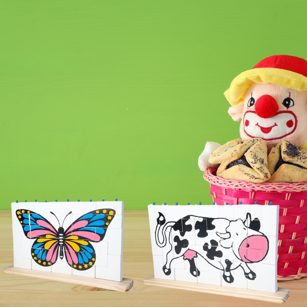 Bluebells Toys Cow & Butterfly Tetris Double Side Educational Puzzle Toys for Toddlers Kids