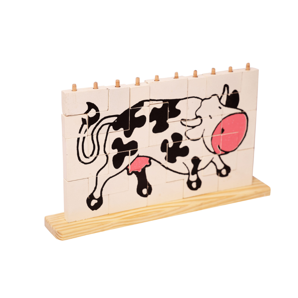 Bluebells Toys Cow & Butterfly Tetris Double Side Educational Puzzle Toys for Toddlers Kids - Image 2