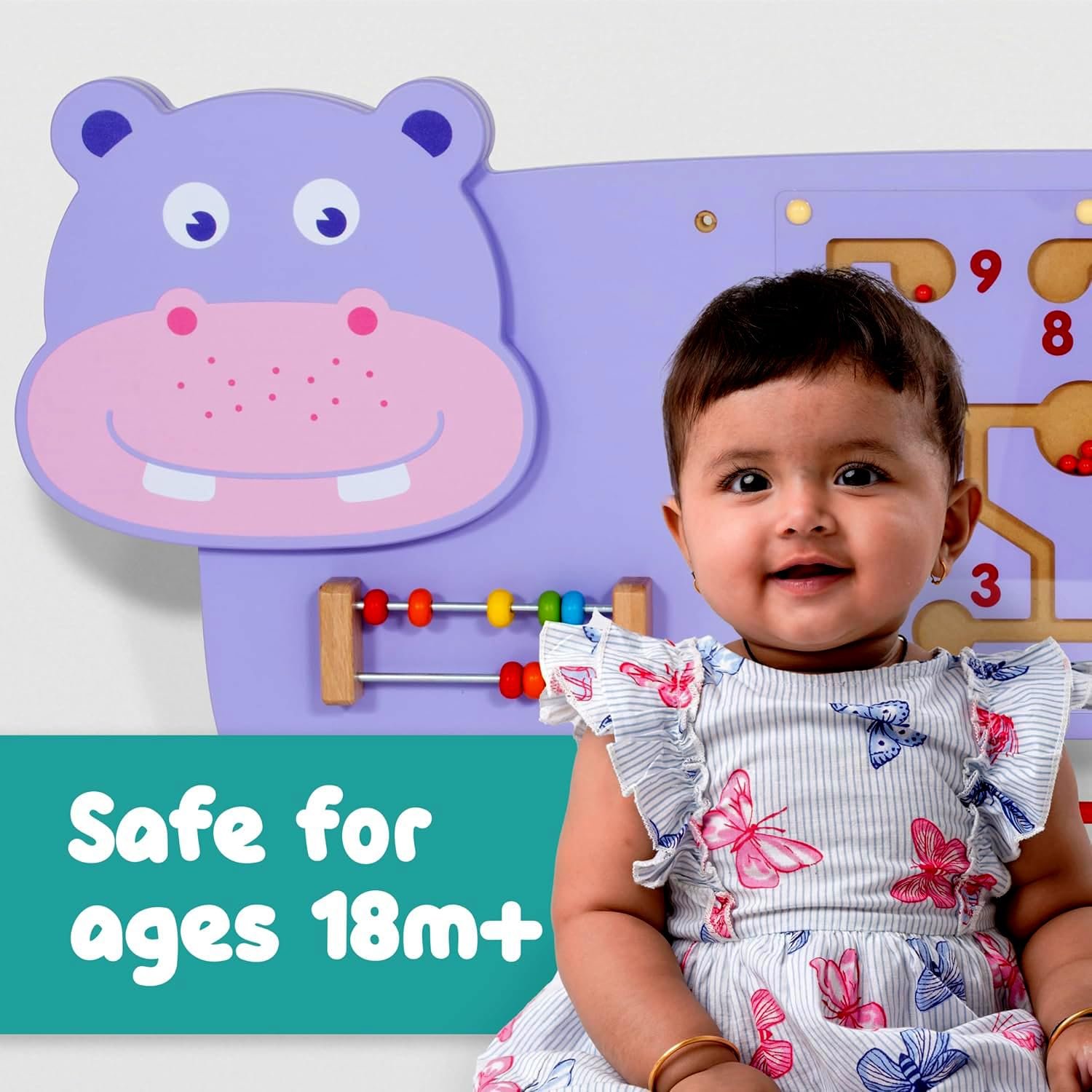 Bluebells Toys Hippo Design Wall Toy Wooden Toy for Kids - Image 3