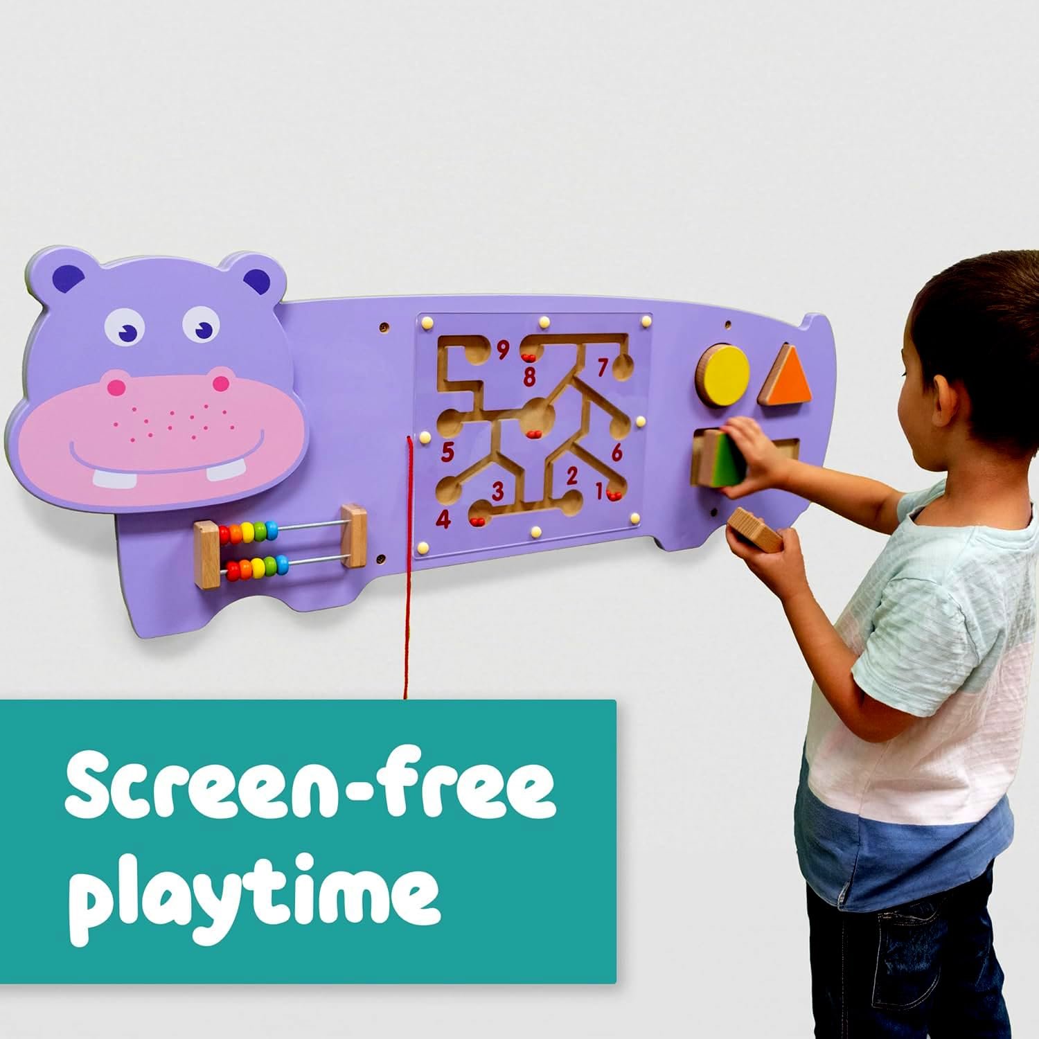 Bluebells Toys Hippo Design Wall Toy Wooden Toy for Kids - Image 2