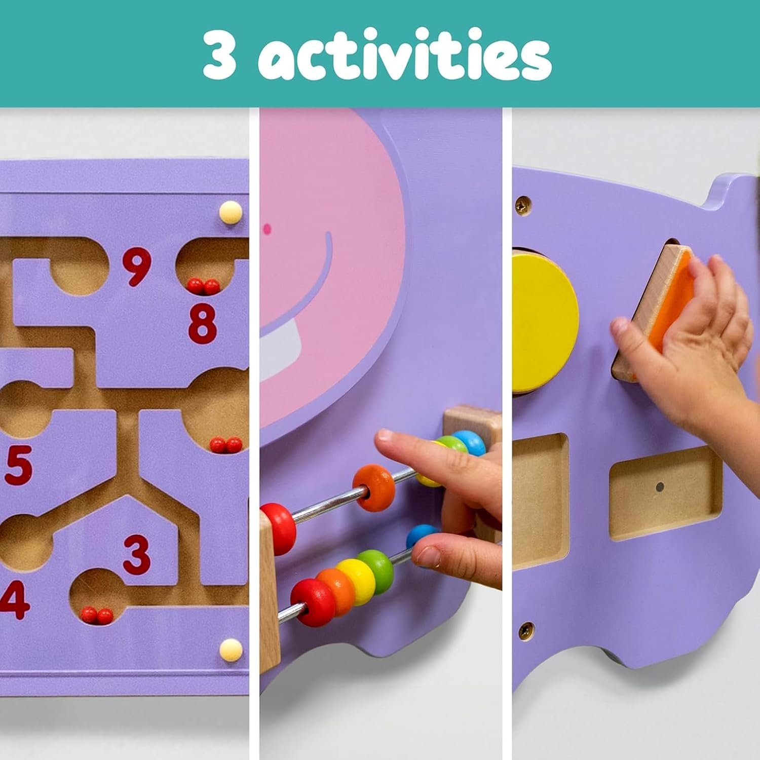 Bluebells Toys Hippo Design Wall Toy Wooden Toy for Kids - Image 6