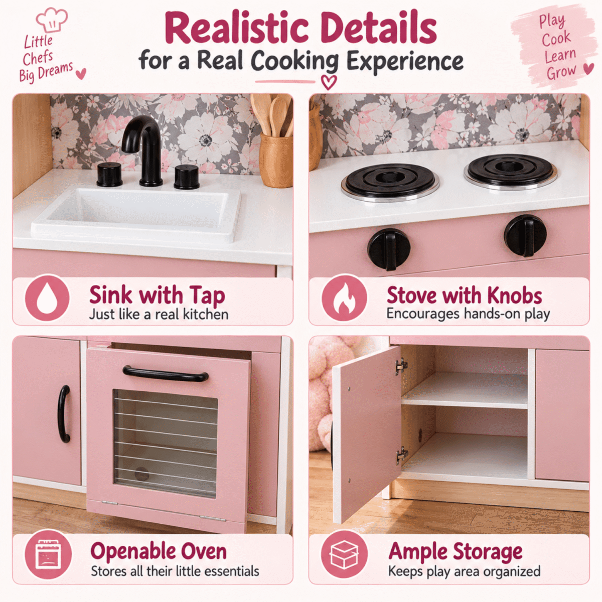 Blush Kitchen Kitchen Play Set for Kids - Image 2
