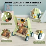 Wooden Walking Push Along Activity Baby Walker for Kids - Image 2