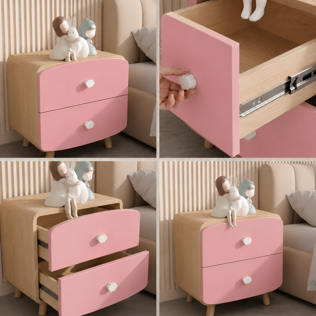 Decorative Charm Bedside Table with 2 Drawers Kids Furniture (Set OF 2) - Image 5