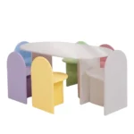Elegant Multicolours 6 Chairs with 1 Table Kids Furniture Set - Image 3
