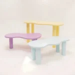Computer Desk Study Desk with Rounded Edges & Plump Legs Multicolours (Set of 3)