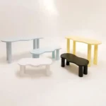 Computer Desk Study Desk with Rounded Edges & Plump Legs Multicolours (Set of 3) - Image 5