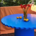 Round Design Coffee Table Child-Safe Montessori Activity Table for Kids (Blue) - Image 3