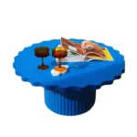 Round Design Coffee Table Child-Safe Montessori Activity Table for Kids (Blue) - Image 4