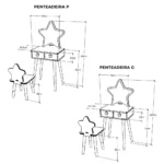 Children's Dressing Table with Chair and Star Mirror for Kids - Image 6