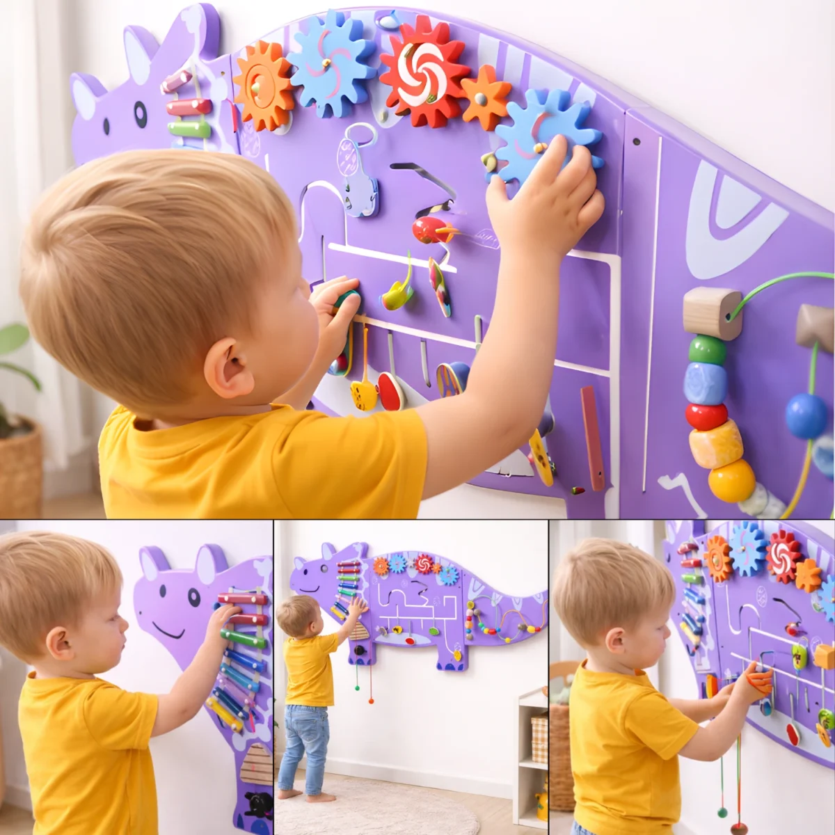 Montessori Activity Dinosaur Wall Toy with Motor Skill Development for Kids - Image 4