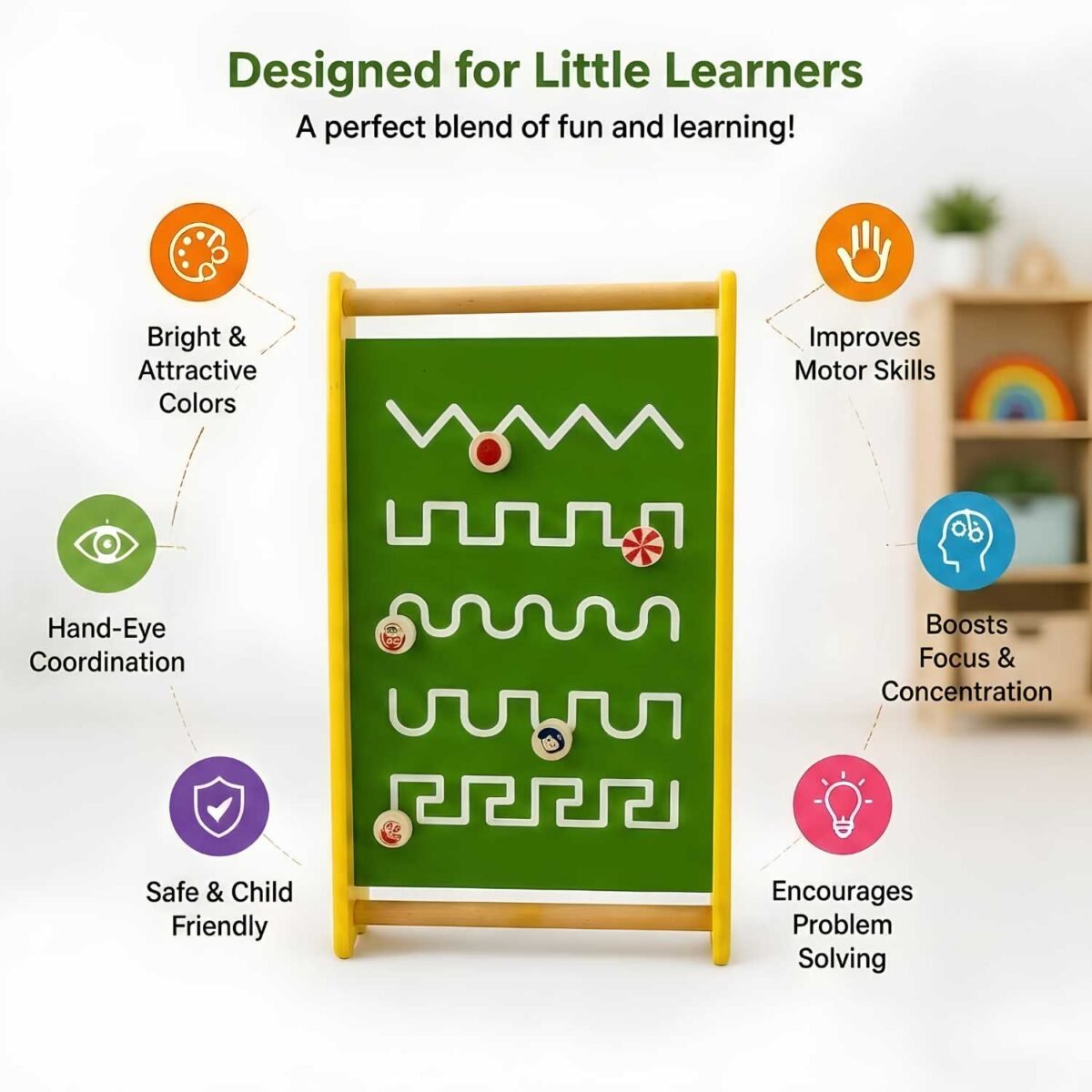 Montessori Green Pull The Nob Floor Toy for Kids - Image 2