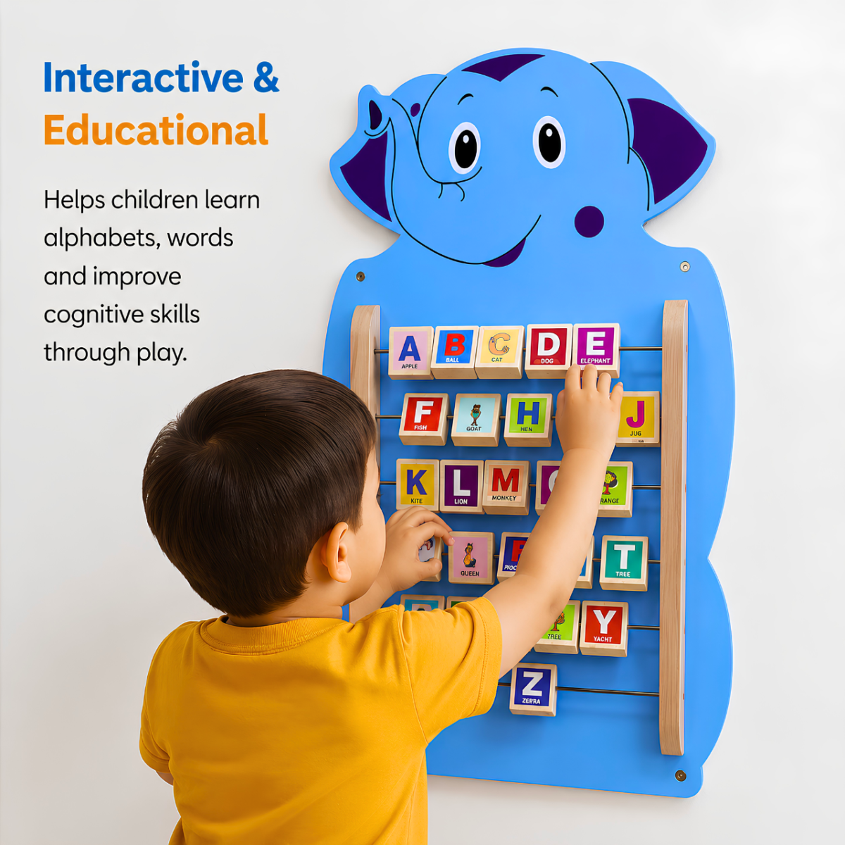 Elegant Wall Mounted Blue Elephant Wall Toy for Kids, Perfect for Homes, Schools, and Playrooms - Image 2