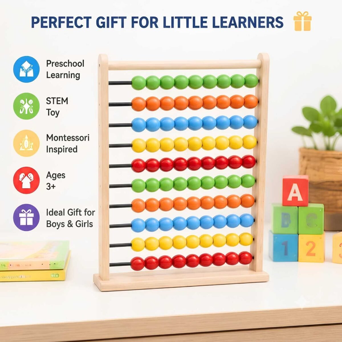 Medium Abacus with 100 Balls Educational Counting Toy - Image 4
