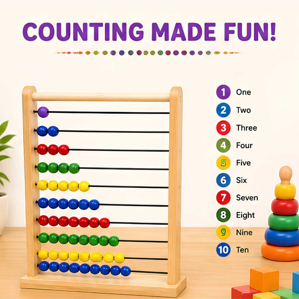 Small Abacus with 55 Balls Educational Counting Toy - Image 2