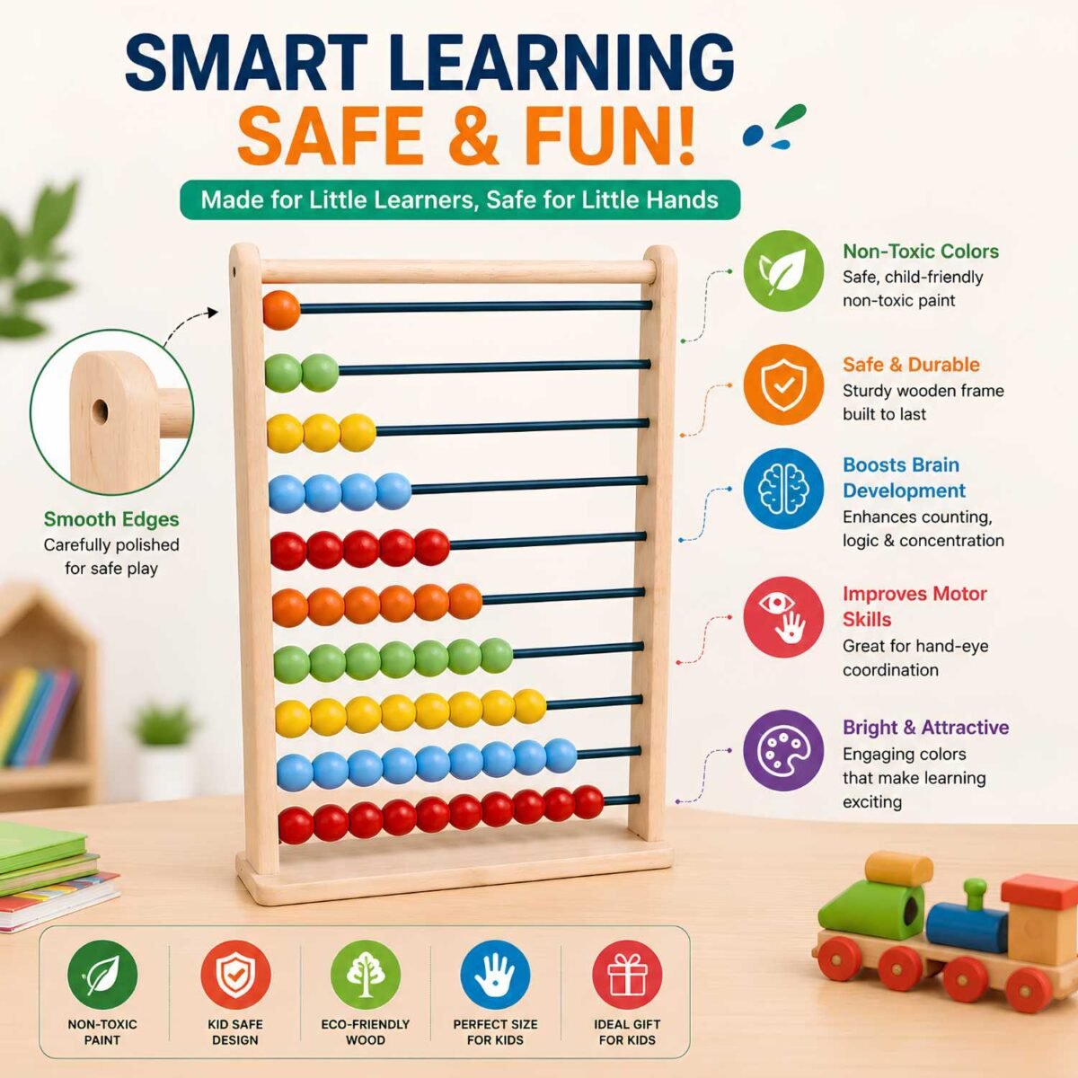 Medium Abacus with 55 Balls Educational Counting Toy - Image 4