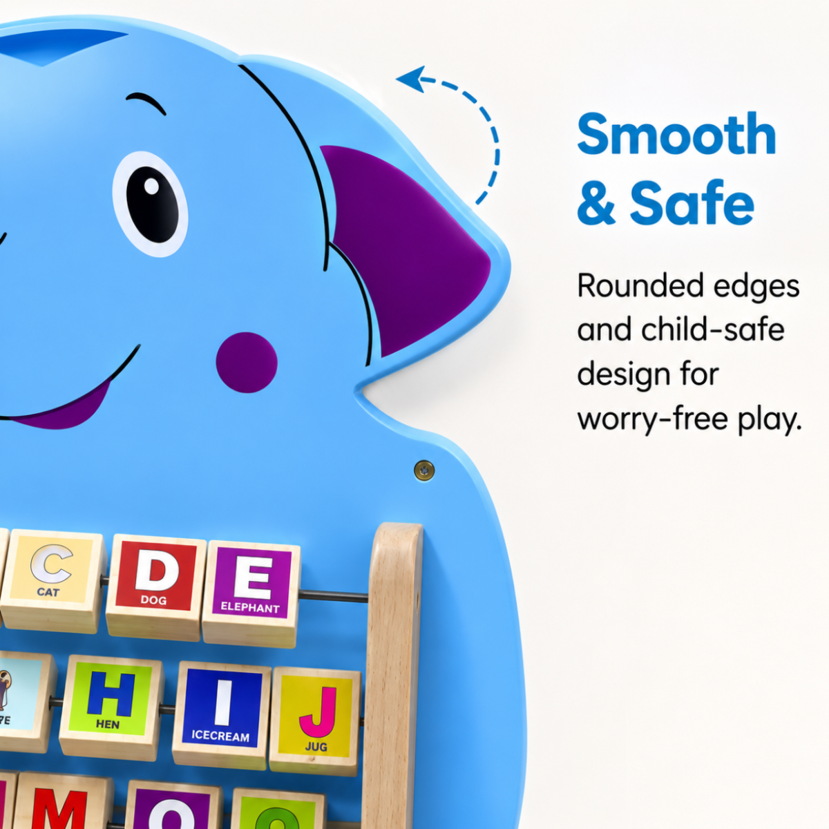 Elegant Wall Mounted Blue Elephant Wall Toy for Kids, Perfect for Homes, Schools, and Playrooms - Image 3