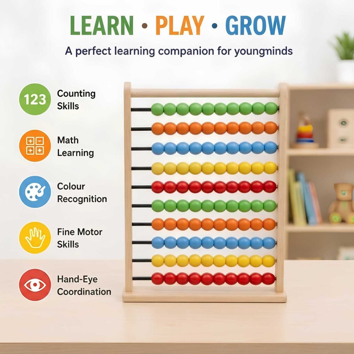 Medium Abacus with 100 Balls Educational Counting Toy - Image 5