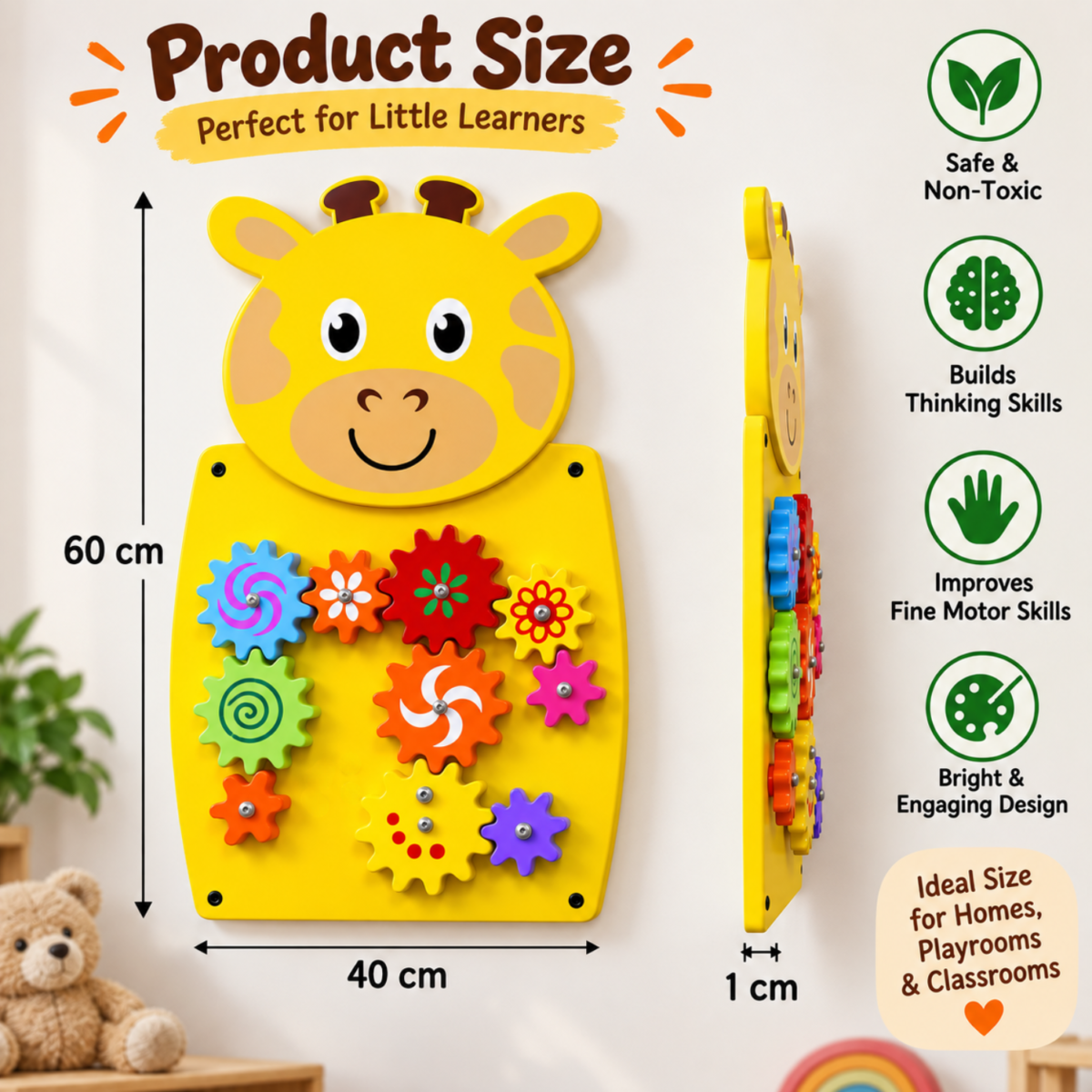 Wall Mounted Yellow Bear Wall Toy for Kids, Perfect for Homes, Schools, and Playrooms - Image 5