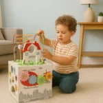 Wooden Educational Montessori Activity Play Cube Box with Motor Skill Development Toy for Kids