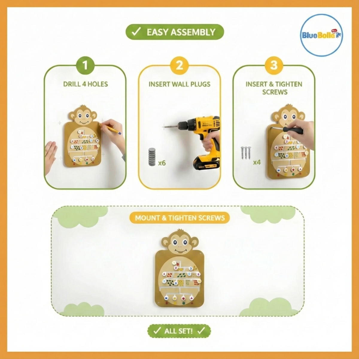 Learning Wall Mounted Monkey Wall Toy for Kids is fun (Copy) - Image 2