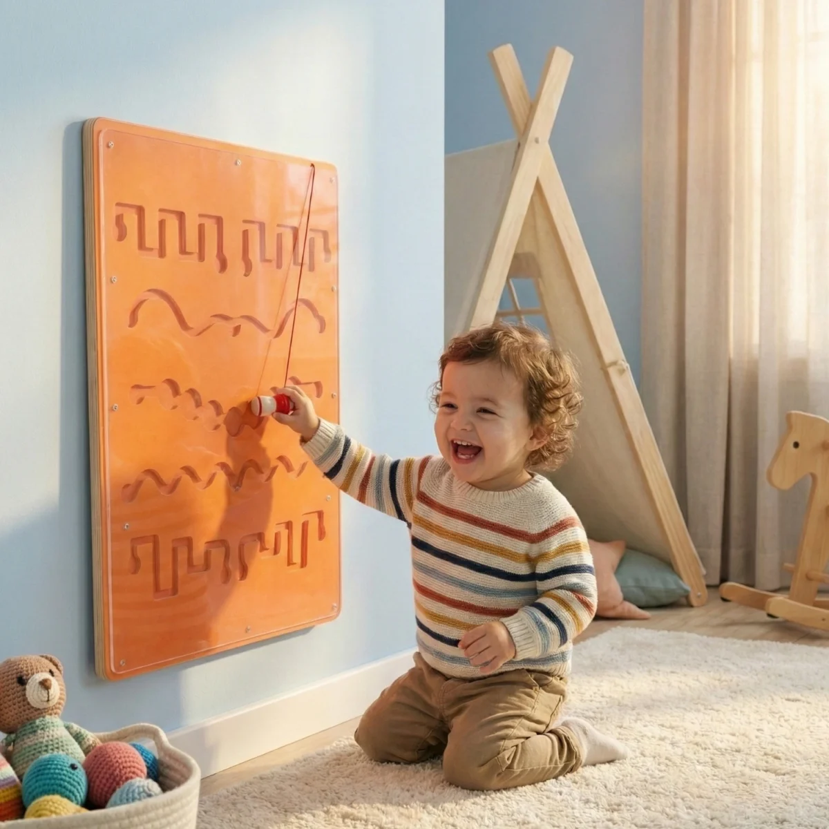 Wall Toy Orange Ball Game Zigzag Line Non-Toxic Gaming Toy - Image 6