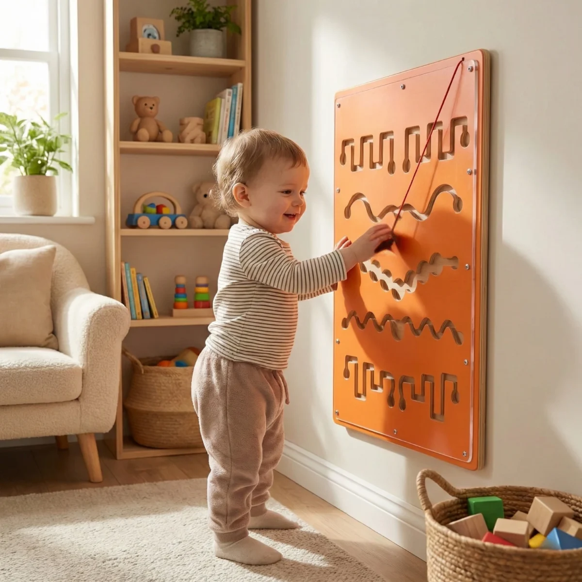 Wall Toy Orange Ball Game Zigzag Line Non-Toxic Gaming Toy - Image 4