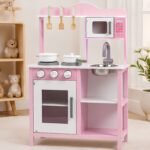Wooden Kids Kitchen Set with Microwave, Sink & Oven Toy For Kids