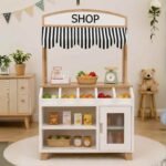 Wooden White Market Stall Pretend Play Set for Boys & Girls