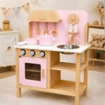 Wooden Cooking Play Set with Sink & Storage Shelf For Kids