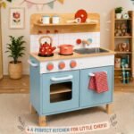 Wooden Kids Kitchen Set with Sink, Oven & Storage Cabinet For Kids