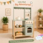 Wooden Kids Kitchen Play Set with Oven & Storage for Kids