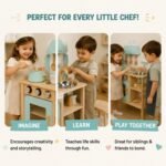 Wooden Kids Kitchen Play Set with Sink & Oven for Kids - Image 3