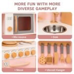 Wooden Kitchen Play Set with Microwave & Sink for Kids - Image 2