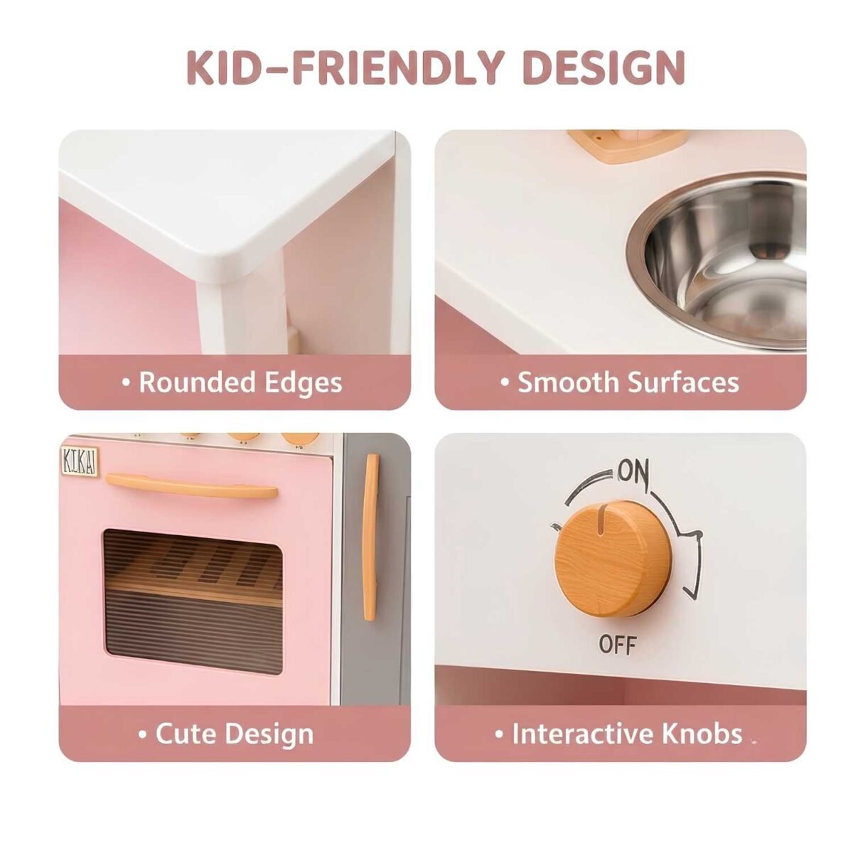 Wooden Kitchen Play Set with Microwave & Sink for Kids - Image 3