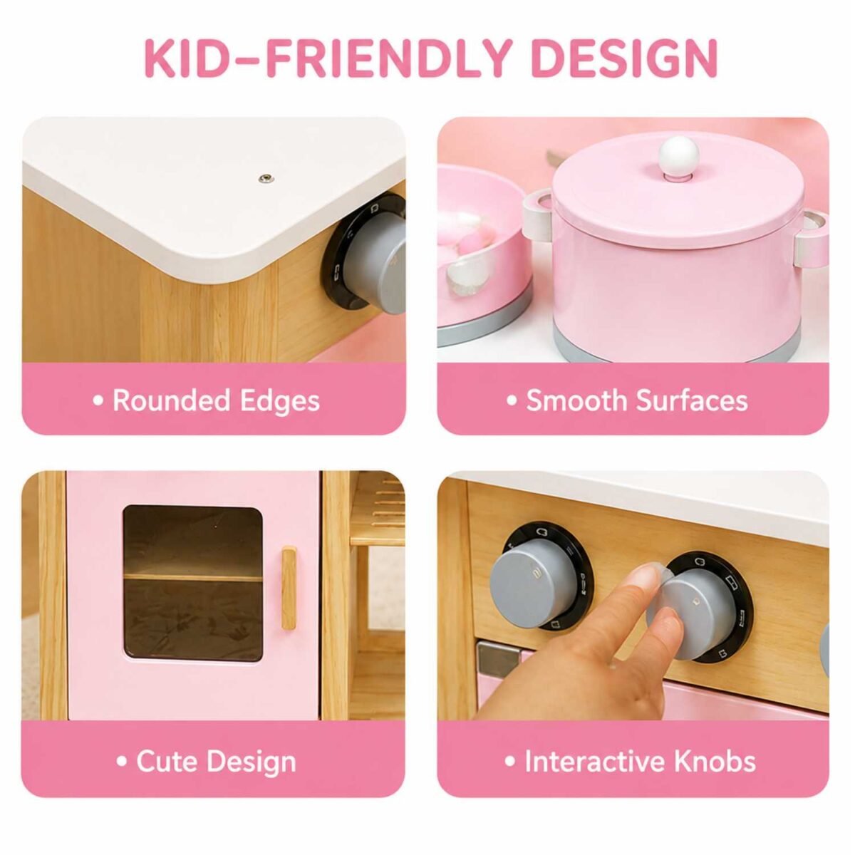 Wooden Cooking Play Set with Sink & Storage Shelf For Kids - Image 3