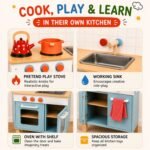 Wooden Kids Kitchen Set with Sink, Oven & Storage Cabinet For Kids - Image 2