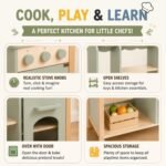 Wooden Kids Kitchen Play Set with Oven & Storage for Kids - Image 2