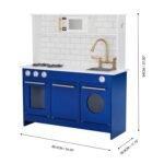 Wooden Kids Kitchen Playset with Sink & Microwave - Blue For Kids - Image 3