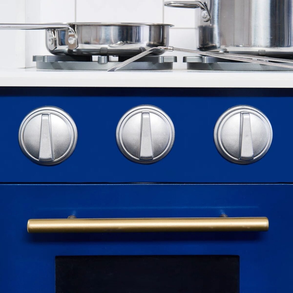 Wooden Kids Kitchen Playset with Sink & Microwave - Blue For Kids - Image 5