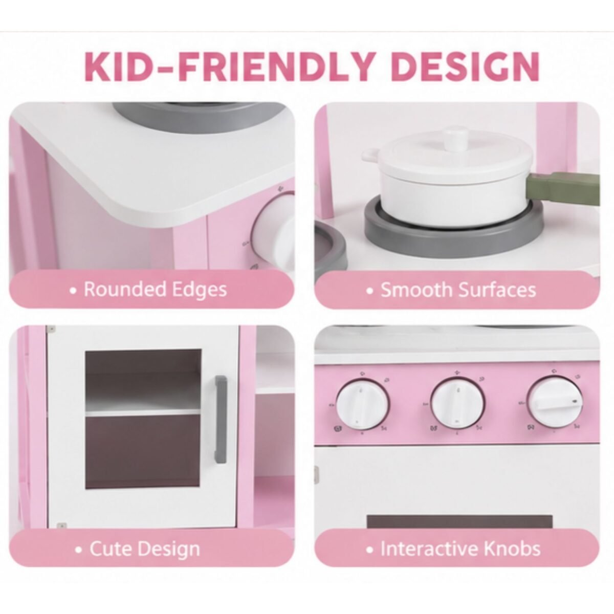 Wooden Kids Kitchen Set with Microwave, Sink & Oven Toy For Kids - Image 4