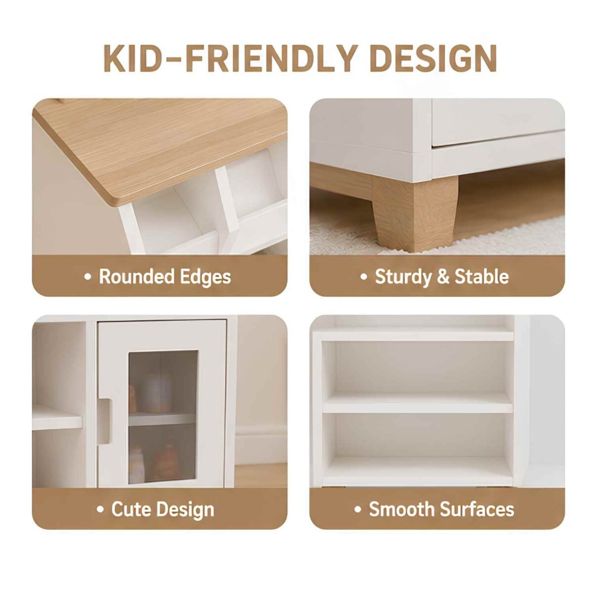 Wooden White Market Stall Pretend Play Set for Boys & Girls - Image 3
