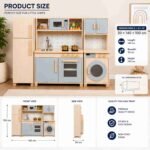 Wooden Kids Kitchen Set with Fridge, Oven & Microwave Toy - Image 4