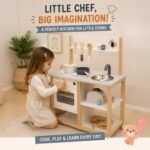 Wooden Kids Kitchen Play Set with Sink & Oven for Toddlers