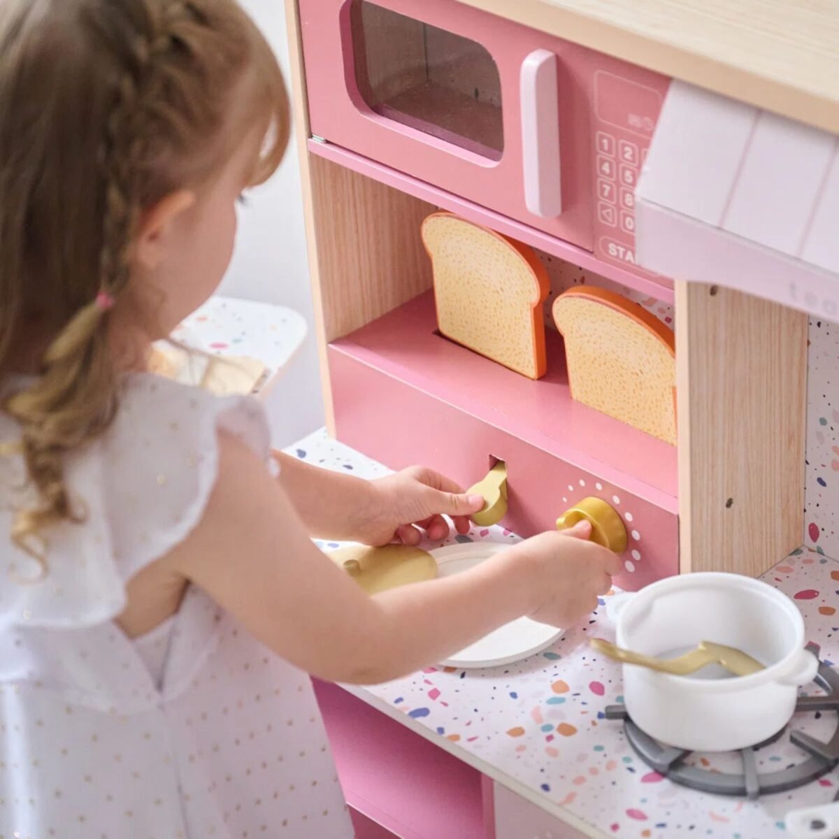 Wooden Kids Kitchen Play Set with Fridge, Sink & Washing Machine For Kids - Image 4