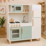 Wooden Kids Kitchen Set with Fridge, Sink & Microwave Toy For Kids