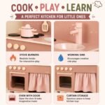 Wooden Kids Kitchen Play Set with Sink & Oven for Toddlers - Image 2