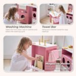 Wooden Kids Kitchen Play Set with Fridge, Sink & Washing Machine For Kids - Image 5