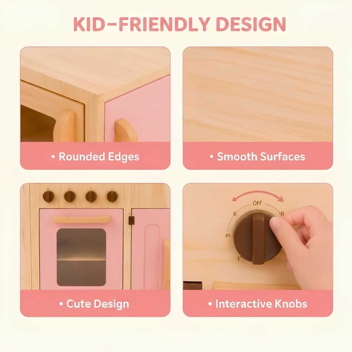 Wooden Kids Kitchen Set with Fridge, Oven & Microwave Toy For Kids (Copy) - Image 3